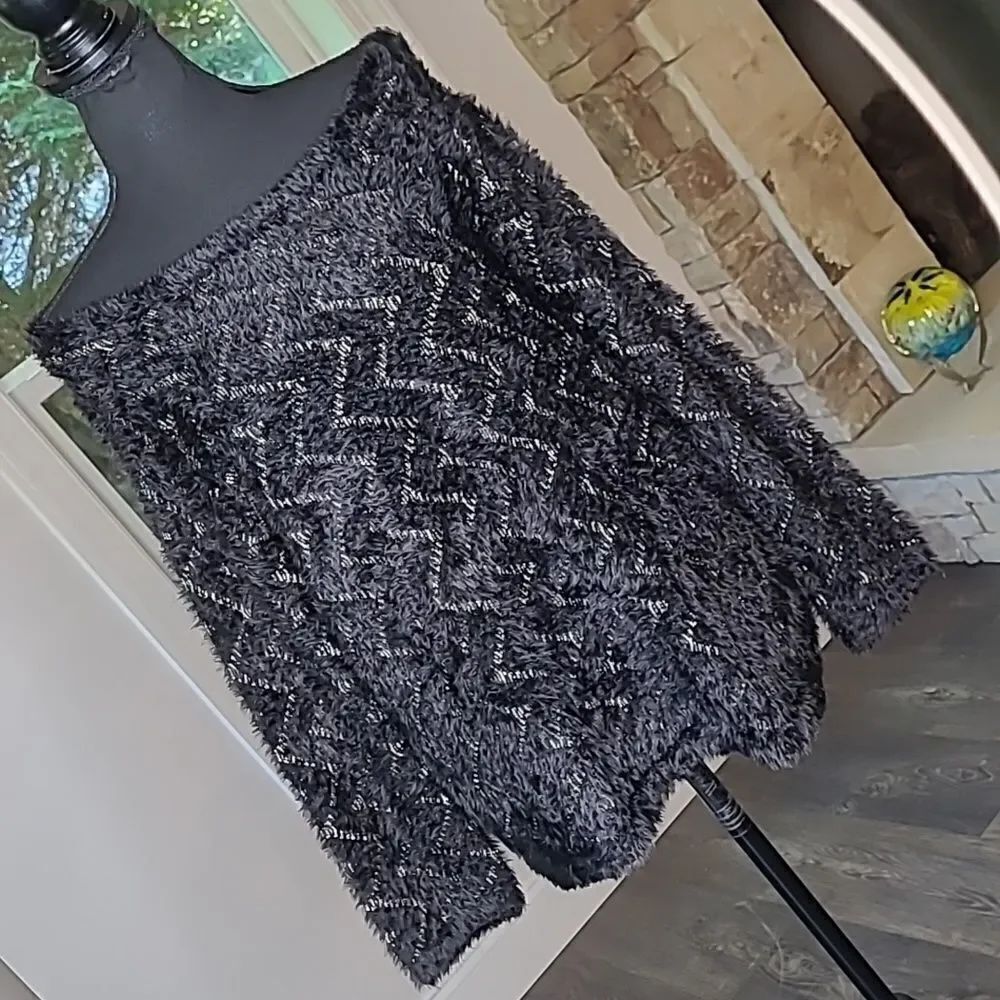 Chicos 1 Black with Metallic Thread Fluffy Sweater
